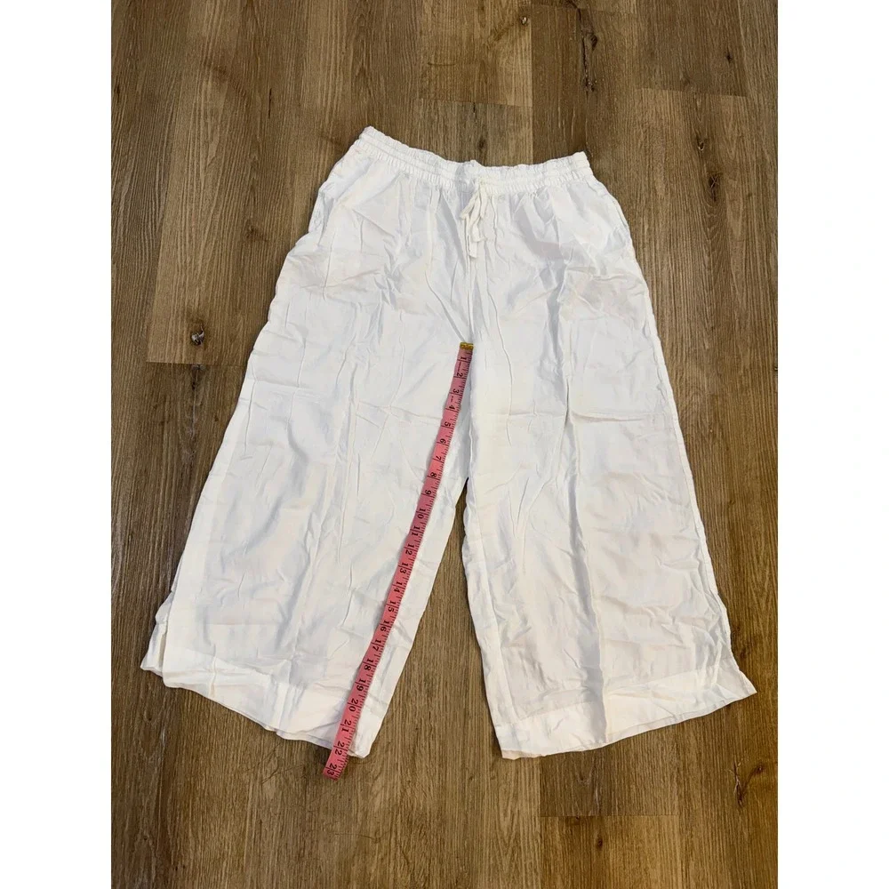 Athleta Cotton Dreams Sleep Culotte Womens M White Wide Leg Pajama Pants Lounge - Picture 6 of 8